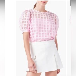 English Factory windowpane sheer top pink size Large NWT